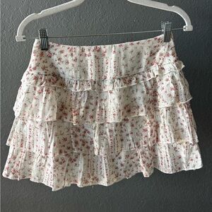Altar'd State Mini Skirt with Pink Floral Pattern